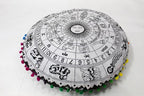 CRAFT KALA Large Round Bohemian Floor Pillow Pouf Cover Mandala Meditation Room Pillow Cover for Adults Boho Seating Poufs Cushion Cover for Kids Playroom 32" Round Black Zodiac