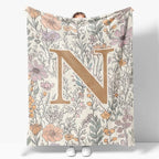 JXREQ Throw Blanket Initial Letter N Personalized Monogrammed Gifts for Women Teen Girls Frends, Boho Floral Throw Blankets for Bed Sofa Living Room Office, 50x60 Inch