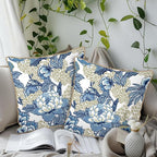 KSLIDS Vintage Floral Soft Velvet Throw Pillow Covers Set of 2 Blue Beige Floral Decorative Pillow Covers 20x20 Inch Chinoiserie Retro Pillow Case for Sofa Couch Bedroom Farmhouse Home Decor