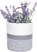 Wall Hanging Basket, Small Woven Hanging Baskets for Organizing, Decorative Wall Basket for Plants and Flowers,Hanging Storage Organizer for Wall Decor,Plant Holder 6.3" x 7" (White & Grey)