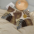 Boho Brown Pillow Covers 18x18 Set of 2 Brown Gold Leaf Tropical Decor Mid Century Throw Pillows Outdoor Bohemian Decorative Pillowcase Farmhouse Abstract Modern Cushion Case for Couch Sofa