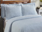 Better Trends Chenille Bedspreads Queen Size, Blue 100% Cotton Chenille Stripe Design Tufted Bedding Coverlet Soft Lightweight, 102"x110" with 2 Sham 3 Pieces Set Jullian Collection