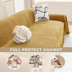 hyha Couch Cover for Dogs, Boho Sofa Covers for 3 Cushion Couch Washable, Chenille Sofa Slipcover for Pets, Soft Loveseat Sectional Couch Throw Blankets with Tassels (Yellow, 71x118 Inch)