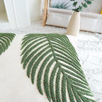 Linen Green Leaf Throw Pillow Cover, Square Pillowcase with Tufted Tropical Palm Leaves, Modern Decorative Cushion Sham for Rustic Spring Summer Home Outdoor Decor, 18x18 inches, 1PCS