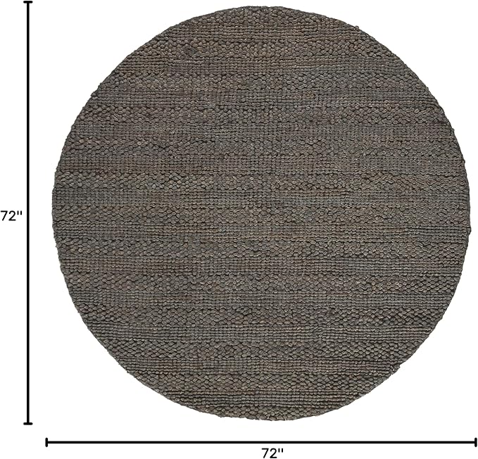 SAFAVIEH Natural Fiber Collection Area Rug - 6' Round, Charcoal, Handmade Jute, Braided Woven Design, Ideal for Living Room, Bedroom (NF212C)