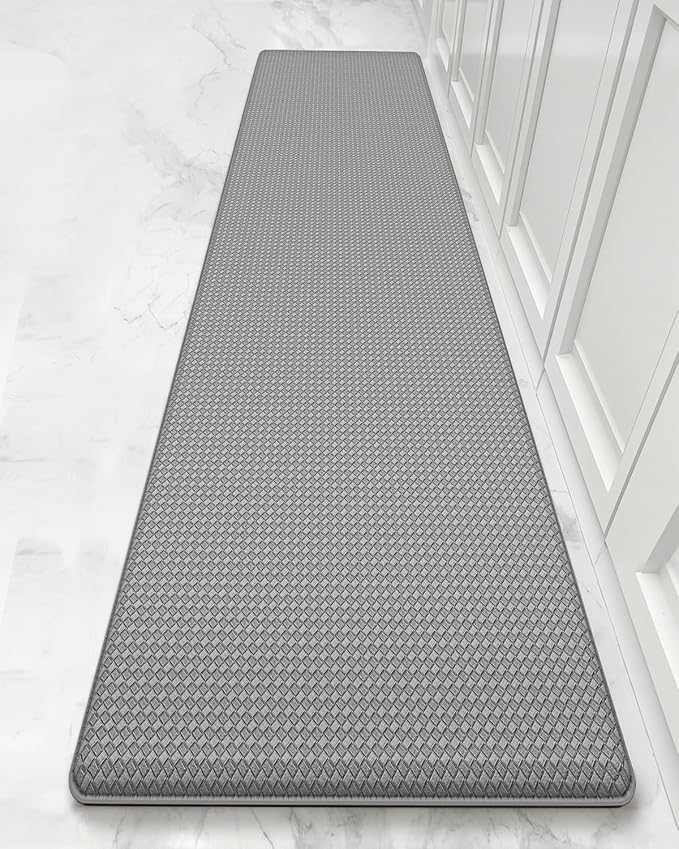 Color&Geometry Anti Fatigue Cushion Kitchen Mat for Floor -24"x87",Wide,Easy Clean, Water & Oil Proof, Anti Slip, Foam Rubber Runner Rug for Front Sink Comfort Standing,Grey