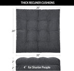 HAVARGO Recliner Cushions for Elderly, 20x20x4 Inch Thick Chair Cushion for Shorter Users Patent Design Soft Tufted Dual Layer Booster Seat Cushions for Seniors Recliner Risers Gray 1P