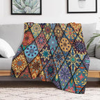 Vintage Bohemian Throw Blanket Colorful Mandala Indian Pattern Blanket for Sofa Bed Couch Chair Or Dorm 70"x80"