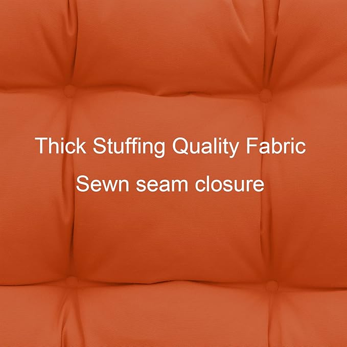 QILLOWAY Outdoor Seat/Back Chair Cushion Tufted Pillow, Spring/Summer Seasonal Replacement Cushions - Set of 2 (Orange)