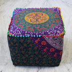 CRAFT KALA Mandala Meditation Floor Pillows Square Pillow Cover Seating Decorative Adults Bohemian Floor Cushion Cover Outdoor Living Room Throw Ottoman Poufs Cover 22X22X14 inches, Multi Six Color