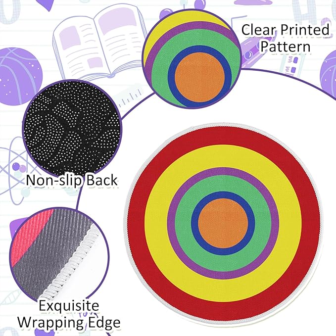 Tinideya 12 Pcs Kids Carpet Circle Seats for Class 16 Inch Round Classroom Rug Floor Cushions Soft First Day of School Educational Mat Non Slip Back to School Learning Playing Areas(Vivid)