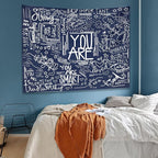 KJHL Quote You Are Wall Tapestry Blue Inspirational Classroom Kids Tapestries Wall Hanging Motivational Positive Affirmations Saying Aesthetic Tapestry for Bedroom Dorm