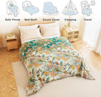 MSGKV Boho Throw Blanket for Couch 50"x60" 100% Cotton Vine Embroidery Blanket Bed Chair Sofa Blankets Muslin Spring Breathable All Seasons Lightweight Farmhouse Blankets Home Decor