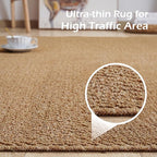 Softlife Faux Jute Washable Area Rug for Front Door Entryway, 3x5 Indoor Non Slip Small Mat for Kictchen Entry Bathroom, Small Solid Boho Natural Rugs for Inside Entrance Hallway, Brown