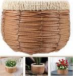 GANAZONO Woven Planter Basket Natural Rattan Plant Pot 7.28X7.28X5.31In Handwoven Multi-Purpose Flower Container for Indoor Outdoor Decor and Storage