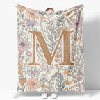 JXREQ Throw Blanket Initial Letter M Personalized Monogrammed Gifts for Women Teen Girls Frends, Boho Floral Throw Blankets for Bed Sofa Living Room Office, 50x60 Inch
