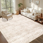 8x10 Area Rugs for Living Room: Washable Rug Soft Vintage Boho Carpet Indoor Floor Non-Slip Stain Resistant Floral Large Carpets for Bedroom Dining Room Farmhouse Nursery Home Office Beige
