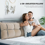 Johnear Headboard Backrest Support Pillow for Daybed Couch Reading Pillows for Sitting UP in Bed Adult, Set of 2 Pack Wedge Pillows for Twin Size Bed Chenille Throw Pillow Rectangular Bolster Pillow