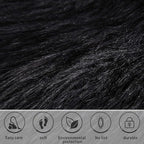 Softlife Black Faux Fur Sheepskin Chair Cover Seats Cushion Pad Super Soft Area Rugs for Living Bedroom Sofa Dorm (1.6ft x 1.6ft)