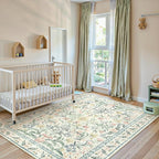 Lahome Boho Beige Rugs for Living Room 6x9, Washable Kids Rugs for Bedroom Girls, Farmhouse Soft Baby Carpet for Nursery, Non-Slip Carpet for Dining Room Playroom, Beige