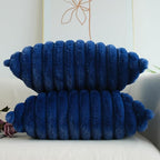 JOJUSIS Pack of 2 Faux Fur Plush Decorative Throw Pillow Covers Couch Cushion Case Soft Pillowcases (Navy Blue, 24 x 24-Inch)