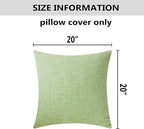 Home Brilliant 20x20 Spring Pillow Cover Decoration Solid Sage Green Throw Pillow Cover for Bench Decor, 50cm, Grass Green