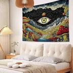 Yeoiat Tapestry Mystical Mushroom Tapestries Cosmic Valley Gaze Wall Hanging Bohemian Fantasy Bedroom Dormitory Decoration 60"x44"