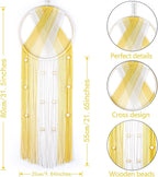 EOBTAIN Yellow Macrame Wall Hanging - Handmade Dream Catchers - Boho Dreamcatchers with Cotton Rope Tassel - Woven Wall Decor Tapestry for Living Roome Bedroom Home Decorations - 9.8" W x 31.5" L