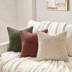 Topfinel 22x22 Pillow Covers Set of 2,Windmill Textured Striped Patchwork Tan Decorative Throw Pillow Covers Soft Corduroy Square Beige Cushion Cases for Couch Sofa Bed Farmhouse Boho Home Decor