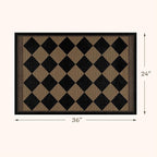 Checkered Easy Jute 2x3 Kitchen Porch Entryway Rug, Farmhouse Non Slip Front Door Mat Indoor Outdoor Decor, Diamond Washable Small Outdoor Rug, Brown Black Stain Resistant Boho Carpet for Bathroom