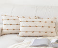 Boho Throw Pillow Covers 12x20 Set of 2 Modern Farmhouse Decorative Cushion Case Tufted Square Pillows Cover Neutral Pillow Cases Accent Pillowcase for Sofa,Couch,Bed,Beige and Brown