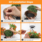 Outdoor Hanging Basket with Artificial Flowers: Fake Plants Basket with Solar String Lights for Garden Enthusiasts - 10 Inches Solar Faux Silk Flower Baskets for Home Porch Wall Patio Tree Decor