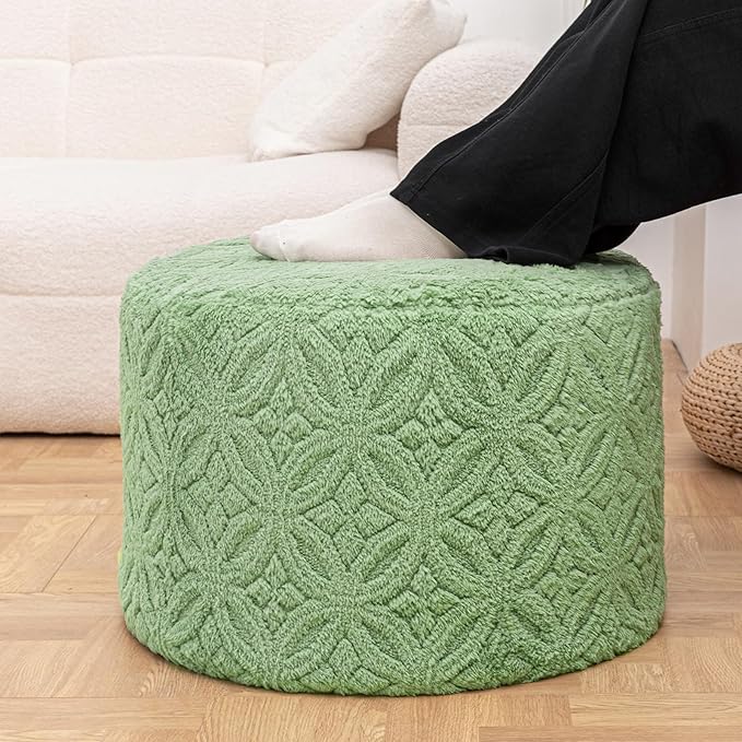 Plush Multi-Functional Ottoman Pouf – Ergonomic Ottoman Foot Rest with Space-Saving Design, Perfect Under Desks, Couches & Sofas (Sage Green)