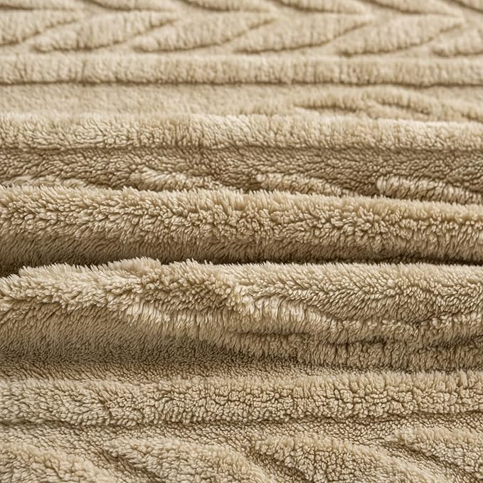YUSOKI Queen Size Blanket Single Layer,Weight(4.4lb),370GMS-3D Stylish Design for Gift Home Decor (Tan,90"x90")