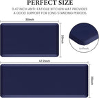 HappyTrends 2 PCS Kitchen Mat Cushioned Anti-Fatigue Floor Mat, Heavy Duty Ergonomic Comfort Foam Standing Mat,20"x30"+20"x47",Navy