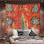 FEASRT European Medieval Royal Tapestry Maiden and Unicorn, 90x84 Inches Soft Flannelette, for Medieval Art Collection of Decorative Wall Art
