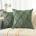 decorUhome Spring Euro Sham Throw Pillow Covers 26x26 Inch Set of 2, Soft Plush Faux Fur Wool Olive Green Accent Couch Pillow Covers for Modern Farmhouse Bed Sofa Living Room