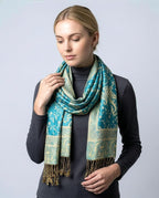 Achillea Reversible Paisley Pashmina Rave Scarf – Exotic Indian Shawls and Wraps for Evening Dresses, Festivals, All Seasons