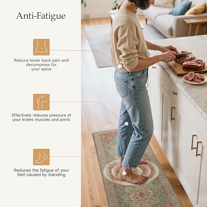 GENIMO Kitchen Mats for Floor, Washable Anti Fatigue Mat for Cushioned, 17.3"x59", Waterproof Kitchen Rugs, Non Slip Foam Comfort Standing Mat Rug for Home, Runner, Sink, Laundry, Multi