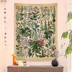 Vintage Flowers Tapestry 48”x36”, Long Vertical Wall Hanging Reference Illustrative Botanical Tapestries for Bedroom Aesthetic Floral Tapistry Botanical Plants Tapestry Wall Hanging Cute Bedroom Decor