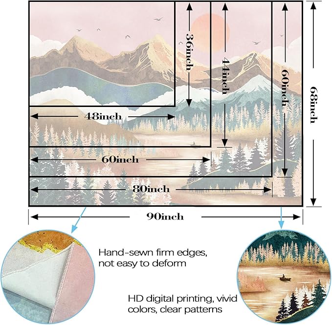 Zussun Mountain Tapestry Nature Forest Tree Tapestries for Bedroom Aesthetic Sunset Tapastry's Wall Hanging Orange and Green Landscape Wall Tapestry for Living Room Dorm (Orange, 60'' × 44'')