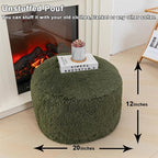 Unstuffed Pouf Ottoman Cover Handmade Footstool Ottoman Storage Solution Floor Pouf Footrest Cushion 20Diameterx12Height Inches for Living Room Wedding Bedroom Green No Filler