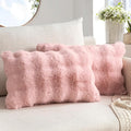 MIULEE Faux Fur Pillow Covers Thick Soft Plush Lumbar Throw Pillows Luxury Spring Valentines Day Home Decor for Couch Bed Chair Bedroom Living Room Sofa,12x20 Inch Pack of 2 Light Pink
