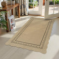 LIVEBOX Scalloped Washable 3x5 Outdoor Rug, Easy Jute Tan Rugs for Entryway Bedroom, Indoor Outdoor Non Slip Farmhouse Rugs for Patio Living Room, Geometric Carpet Front Door Mat for Porch Kitchen