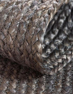 Unique Loom Braided Jute Collection Area Rug - Dhaka (1' 2" x 10' Table Runner, Gray)