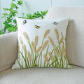 vctops Farmhouse Pampas Grass Cotton Tufted Throw Pillow Cover Boho Embroidery Pillowcase Soft Square Cushion Case for Sofa Couch Bed Chair (Khaki,18"x18")