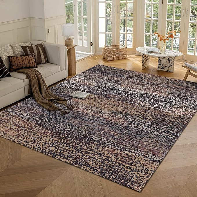 RUGSURE Washable Area Rug - 1/6 Thick - Stain & Water Resistant Non-Slip - Resistant Rug for Living Room, Bedroom, Nursery, Pet & Child Friendly, Vintage Charm Area Rugs (Rust, 4' x 6')