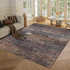 RUGSURE Washable Area Rug - 1/6 Thick - Stain & Water Resistant Non-Slip - Resistant Rug for Living Room, Bedroom, Nursery, Pet & Child Friendly, Vintage Charm Area Rugs (Rust, 4' x 6')