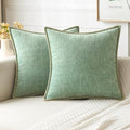 MIULEE Pack of 2 Couch Throw Pillow Covers 18x18 Inch Greyish Green Farmhouse Decorative Pillow Covers with Stitched Edge Soft Chenille Solid Dyed Spring Pillow Covers for Sofa Bed Living Room