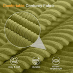 MeMoreCool Stuffed Round Pouf Ottoman Foot Rest, Floor Pouf Foot Stool with Soft Foam Chunk Filling, Round Small Ottoman Footstool Circle Footrest for Couch Living Room, Corduroy Green